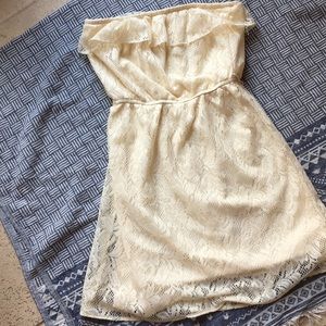 Cream lace strapless dress